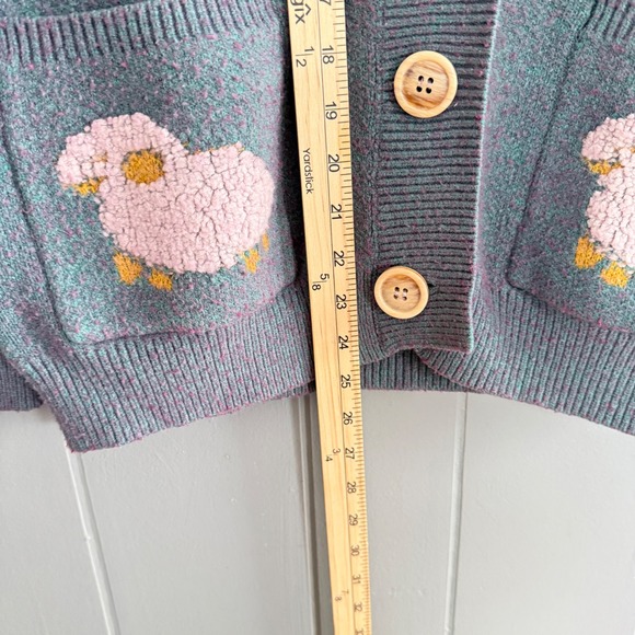Aelfric Eden Vintage Lamb Knit Cardigan Sweater Flocked Sheep Cottagecore L - Picture 4 of 9